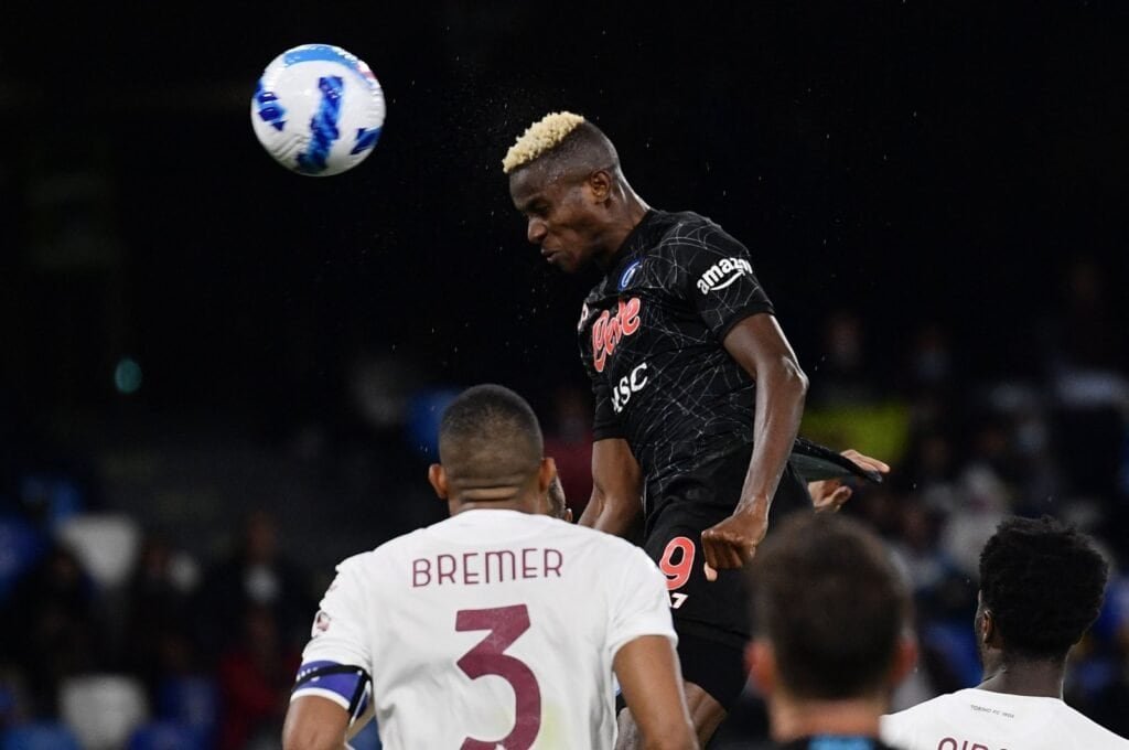 Victor Osimhen scores a header 
